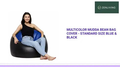 Multicolor Mudda Bean Bag Cover - Standard Size Blue &amp; Black by@Outfy