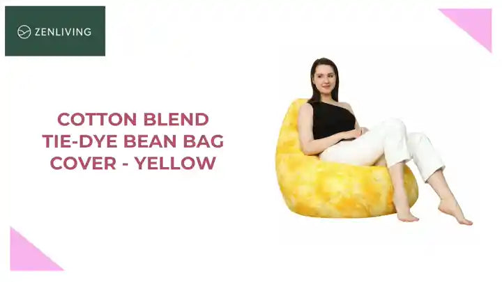Cotton Blend Tie-Dye Bean Bag Cover - Yellow by@Outfy