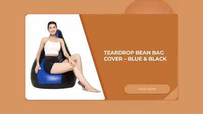 Teardrop Bean Bag Cover &ndash; Blue &amp; Black by@Outfy