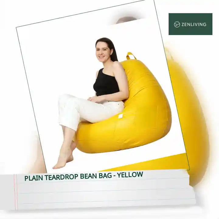 Plain Teardrop Bean Bag - Yellow by@Outfy
