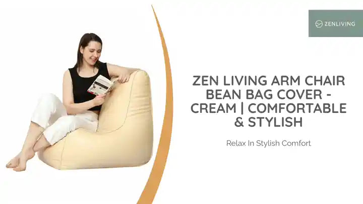 Zen Living Arm Chair Bean Bag Cover - Cream | Comfortable &amp; Stylish by@Outfy