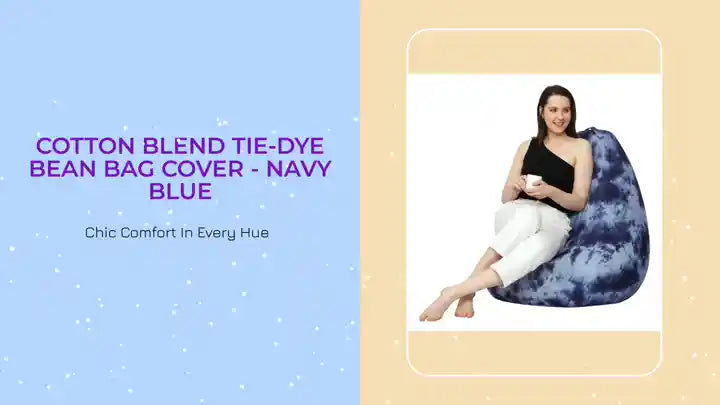 Cotton Blend Tie-Dye Bean Bag Cover - Navy Blue by@Outfy