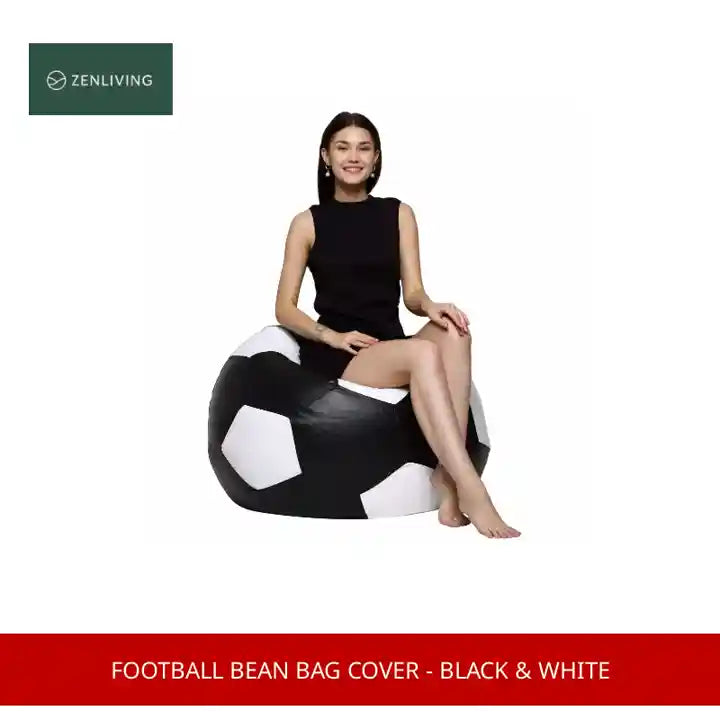 Football Bean Bag Cover - Black &amp; White by@Outfy