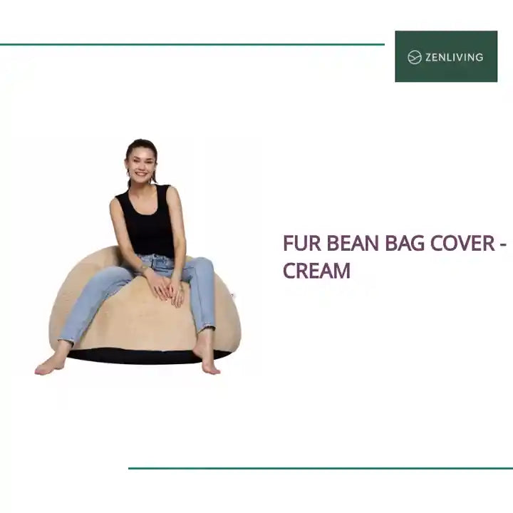Fur Bean Bag Cover - Cream by@Outfy