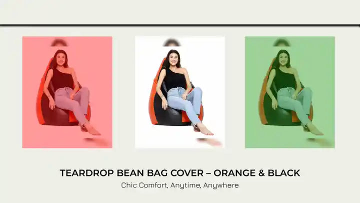 Teardrop Bean Bag Cover &ndash; Orange &amp; Black by@Outfy
