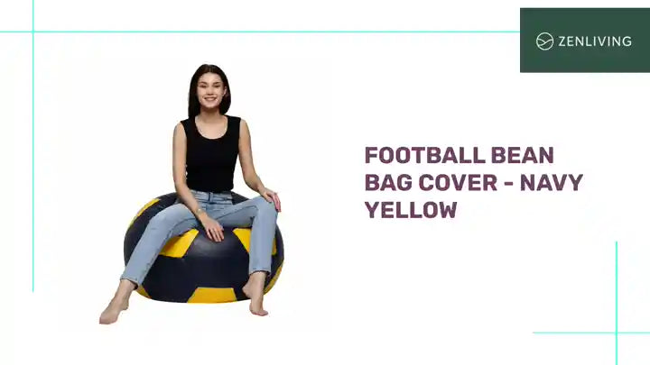 Football Bean Bag Cover - Navy Yellow by@Outfy
