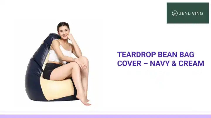 Teardrop Bean Bag Cover &ndash; Navy &amp; Cream by@Outfy