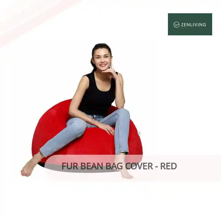 Fur Bean Bag Cover - Red by@Outfy