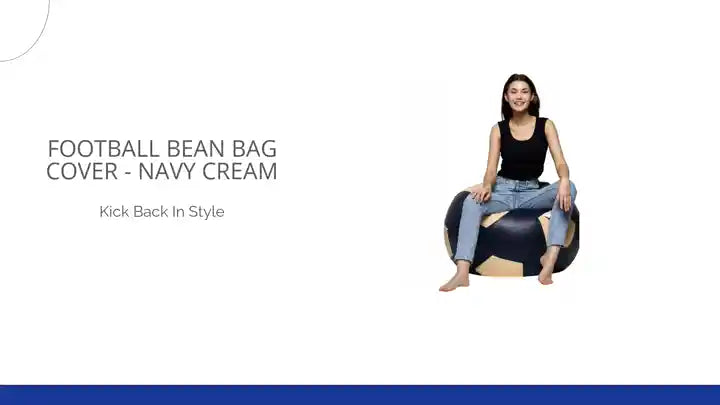 Football Bean Bag Cover - Navy Cream by@Outfy