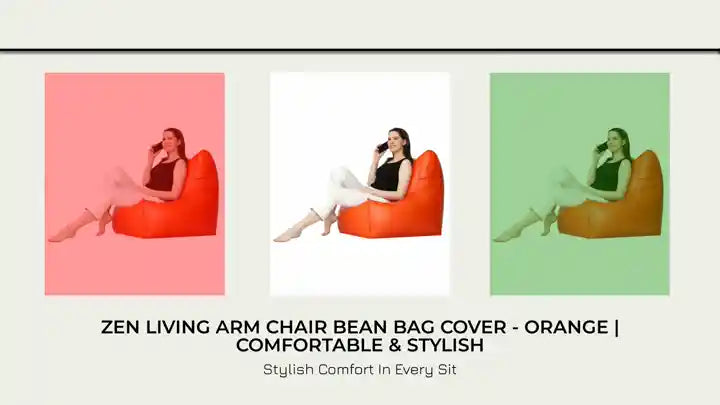 Zen Living Arm Chair Bean Bag Cover - Orange | Comfortable &amp; Stylish by@Outfy