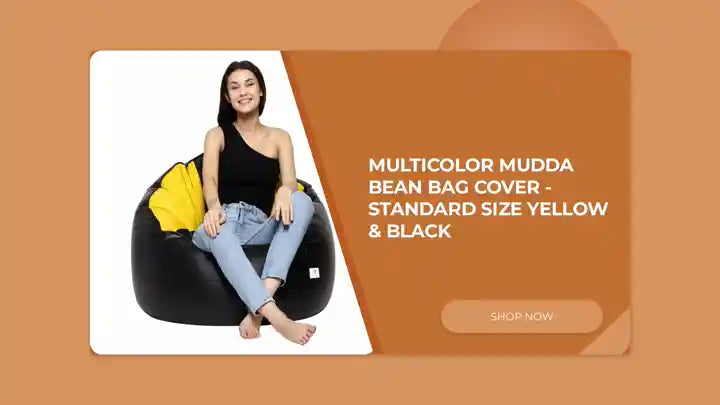 Multicolor Mudda Bean Bag Cover - Standard Size Yellow &amp; Black by@Outfy