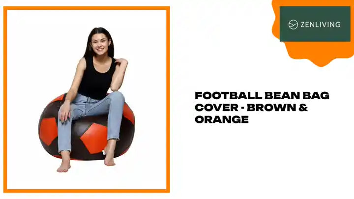 Football Bean Bag Cover - Brown &amp; Orange by@Outfy