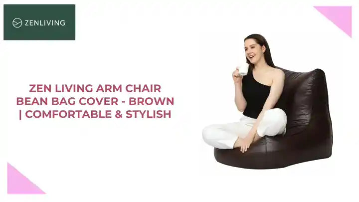 Zen Living Arm Chair Bean Bag Cover - Brown | Comfortable &amp; Stylish by@Outfy