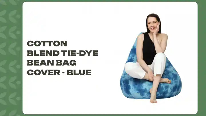Cotton Blend Tie-Dye Bean Bag Cover - Blue by@Outfy