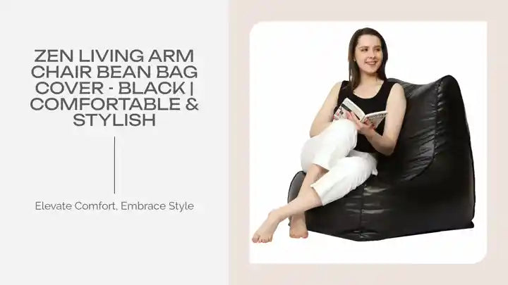 Zen Living Arm Chair Bean Bag Cover - Black | Comfortable &amp; Stylish by@Outfy