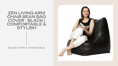 Zen Living Arm Chair Bean Bag Cover - Black | Comfortable &amp; Stylish by@Outfy