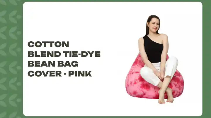 Cotton Blend Tie-Dye Bean Bag Cover - Pink by@Outfy