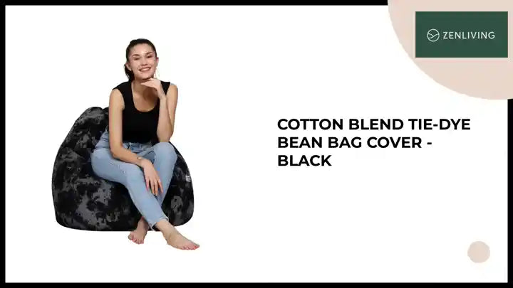 Cotton Blend Tie-Dye Bean Bag Cover - Black by@Outfy
