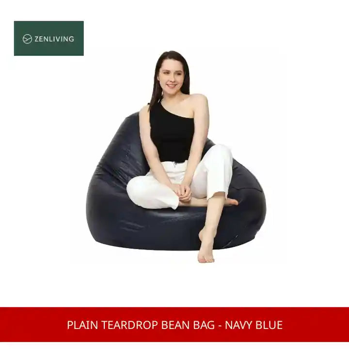 Plain Teardrop Bean Bag - Navy Blue by@Outfy