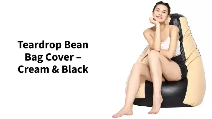 Teardrop Bean Bag Cover &ndash; Cream &amp; Black by@Outfy