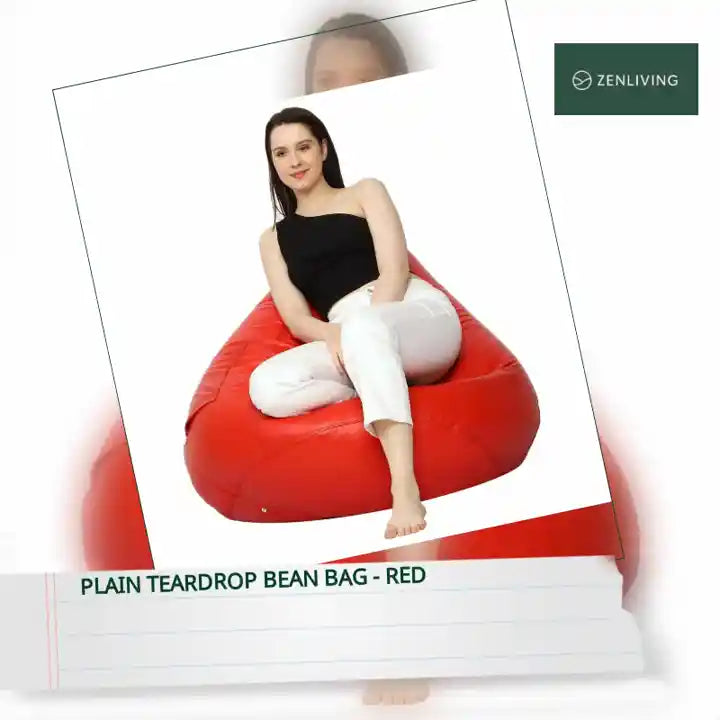 Plain Teardrop Bean Bag - Red by@Outfy