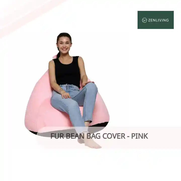 Fur Bean Bag Cover - Pink by@Outfy