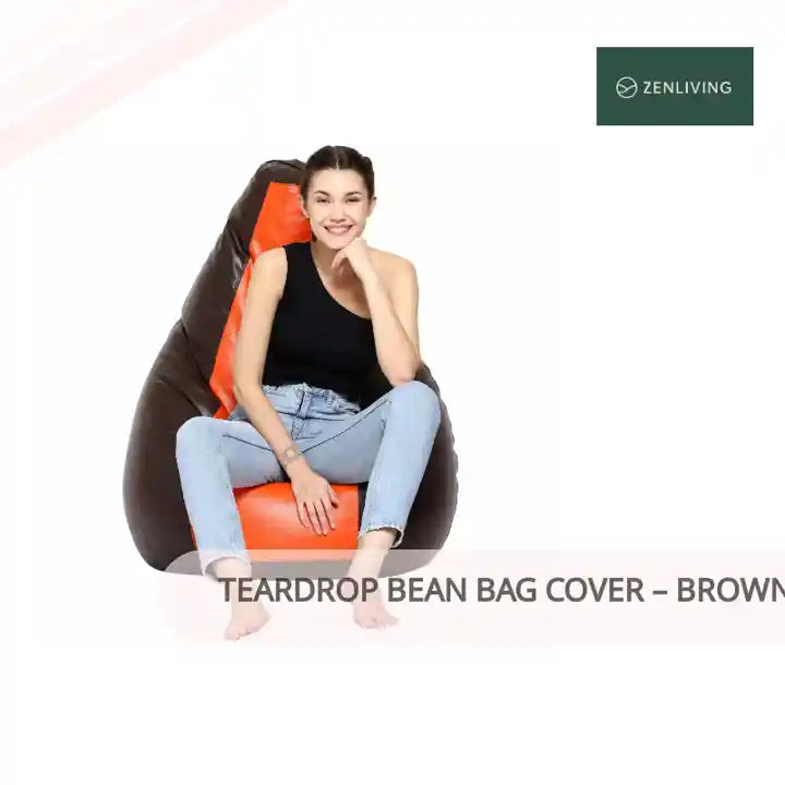 Teardrop Bean Bag Cover &ndash; Brown &amp; Orange by@Outfy