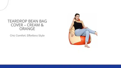 Teardrop Bean Bag Cover &ndash; Cream &amp; Orange by@Outfy