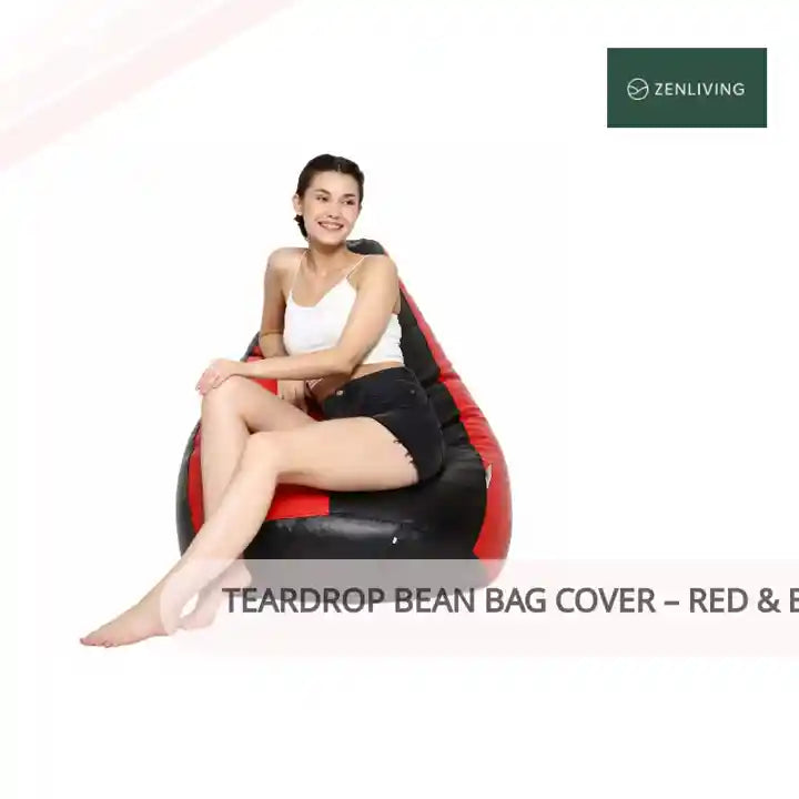 Teardrop Bean Bag Cover &ndash; Red &amp; Black by@Outfy
