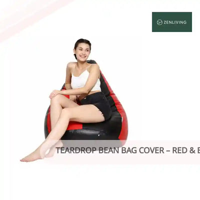 Teardrop Bean Bag Cover &ndash; Red &amp; Black by@Outfy