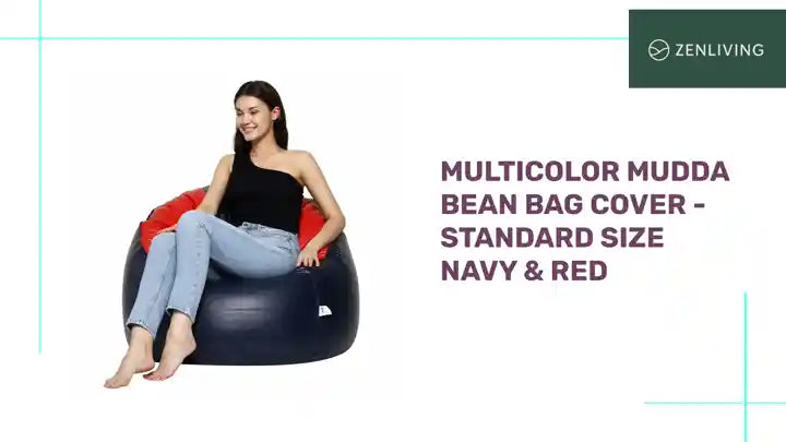 Multicolor Mudda Bean Bag Cover - Standard Size Navy &amp; Red by@Outfy