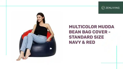 Multicolor Mudda Bean Bag Cover - Standard Size Navy &amp; Red by@Outfy