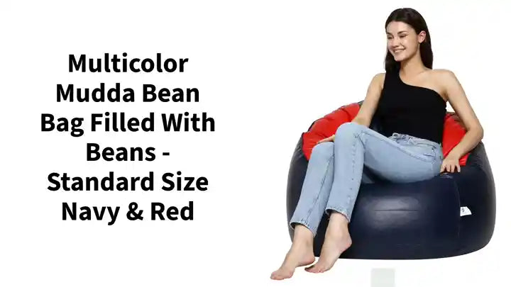 Multicolor Mudda Bean Bag Filled With Beans - Standard Size Navy &amp; Red by@Outfy