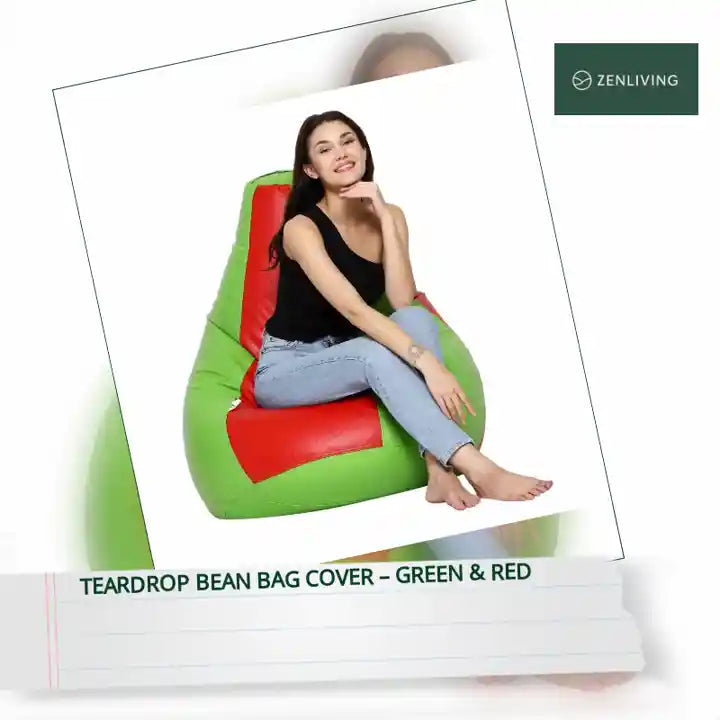 Teardrop Bean Bag Cover &ndash; Green &amp; Red by@Outfy