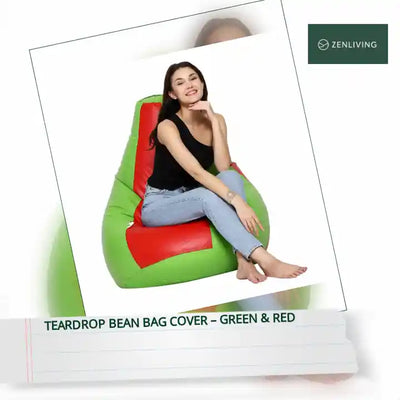 Teardrop Bean Bag Cover &ndash; Green &amp; Red by@Outfy