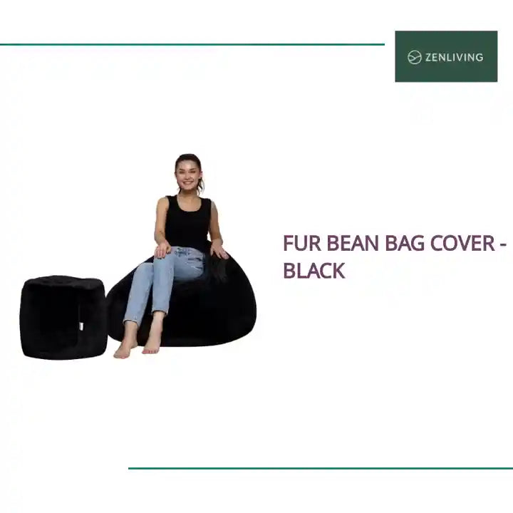 Fur Bean Bag Cover - Black by@Outfy