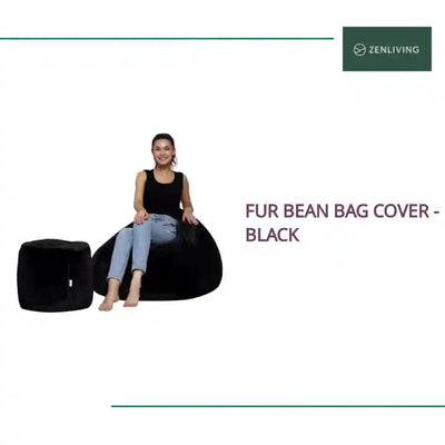 Fur Bean Bag Cover - Black by@Outfy