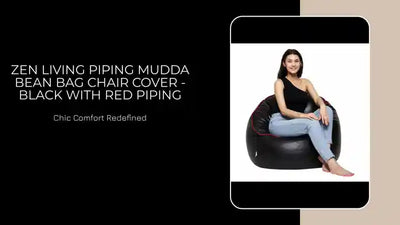 Zen Living Piping Mudda Bean Bag Chair Cover - Black With Red Piping by@Outfy