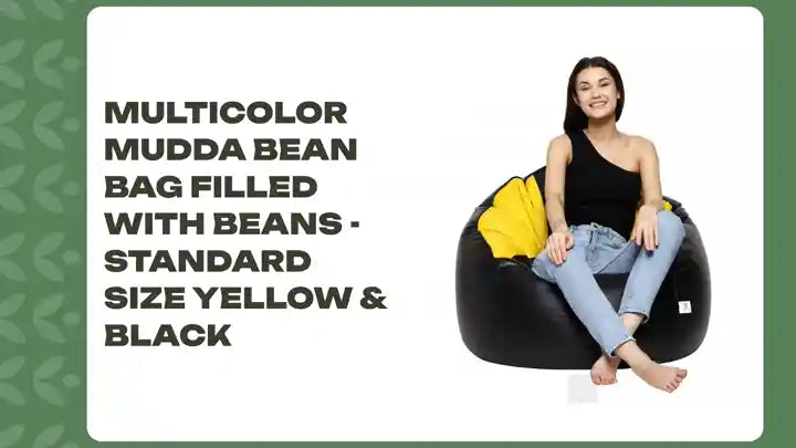 Multicolor Mudda Bean Bag Filled With Beans - Standard Size Yellow &amp; Black by@Outfy