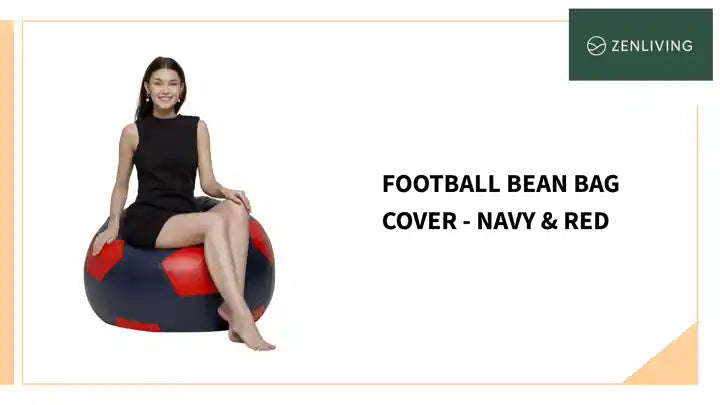 Football Bean Bag Cover - Navy &amp; Red by@Outfy