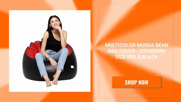 Multicolor Mudda Bean Bag Cover - Standard Size Red &amp; Black by@Outfy
