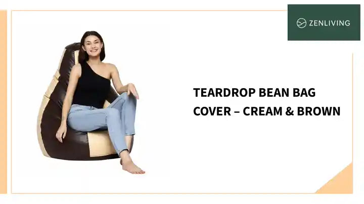 Teardrop Bean Bag Cover &ndash; Cream &amp; Brown by@Outfy