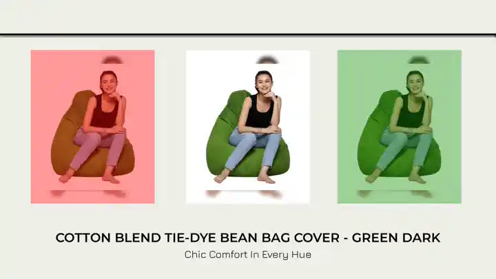 Cotton Blend Tie-Dye Bean Bag Cover - Green Dark by@Outfy